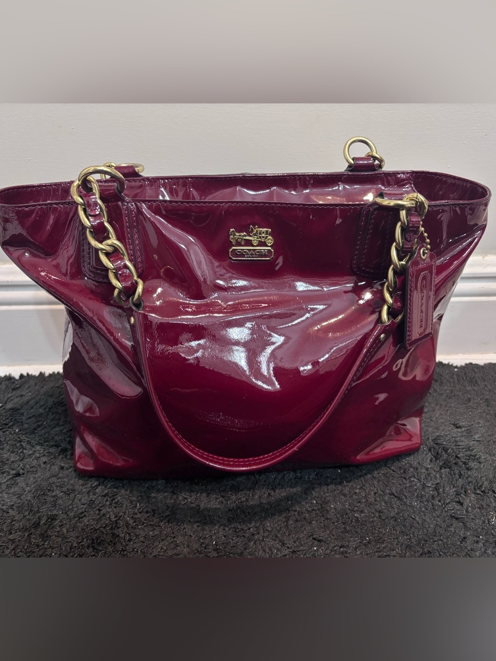 Coach Madison Patent Leather Tote Bag